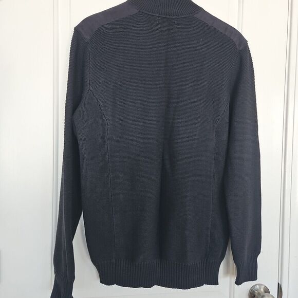 Calvin Klein 1/4 Zip Mens Navy Faux Suede Accents Pullover Cotton Blend XL Prep - Picture 5 of 10